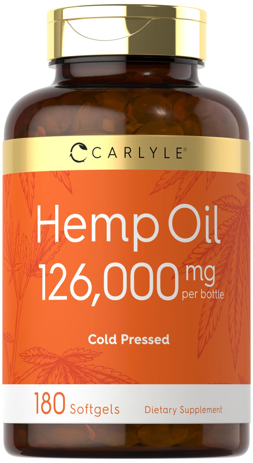 Carlyle Hemp Oil Softgel Capsules | 126,000 mg | 180 Count | Cold Pressed Supplement | Non-GMO and Gluten Free Formula