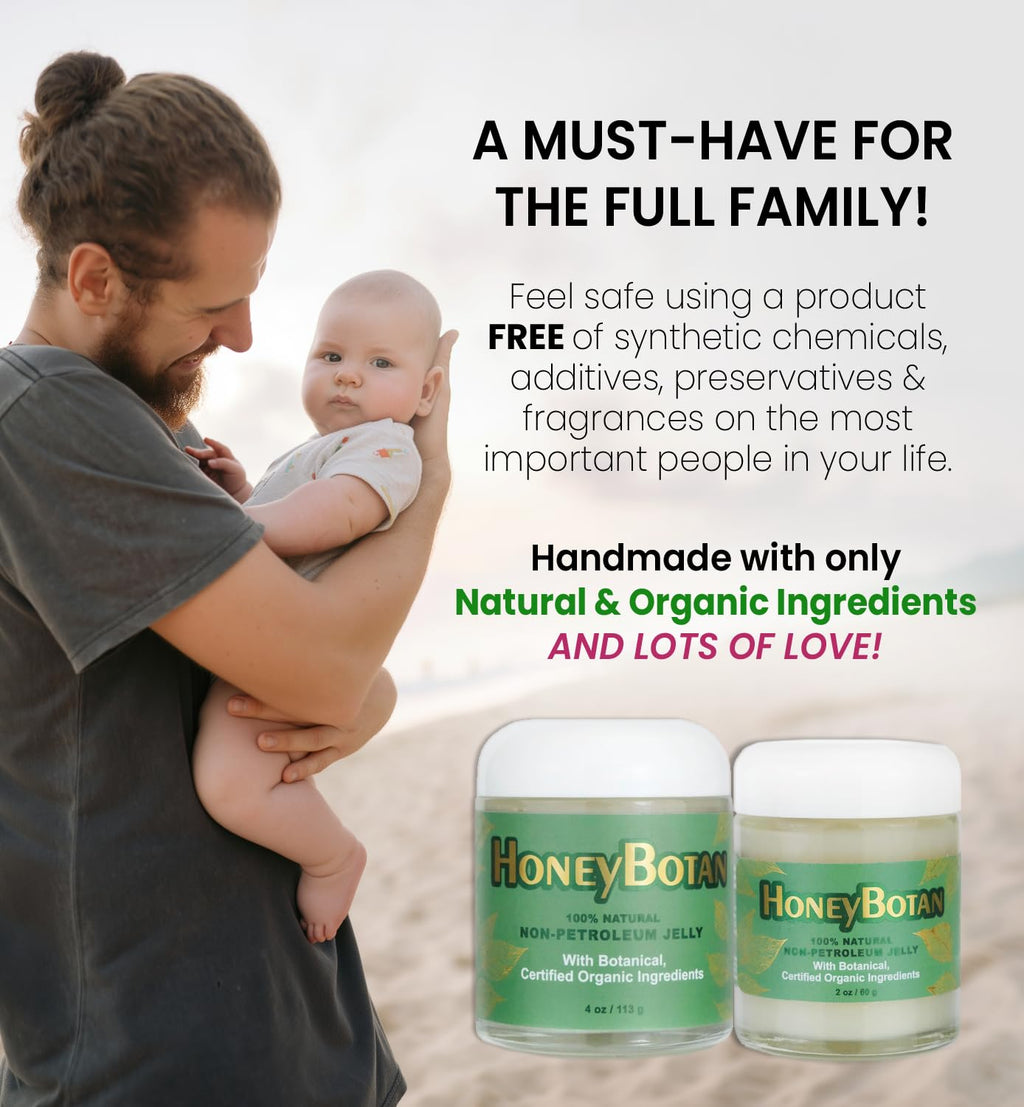 Beesaluxe HoneyBotan - 100% Natural Unpetroleum Skin Balm with Organic Ingredients - Petroleum Jelly Alternative for Lips, Hands, Baby Care, Makeup Remover, and More (2 Ounce)