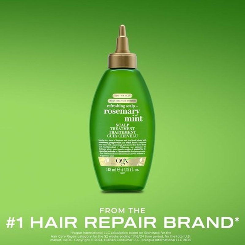 OGX Extra Strength Scalp Treatment - Refreshing Rosemary Oil & Mint Detox for Shiny Hair | 4 fl oz
