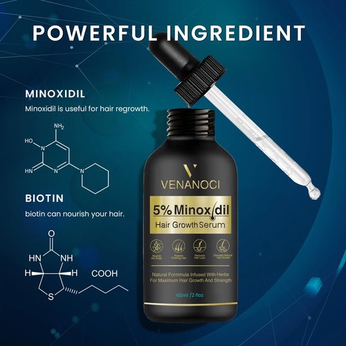 5% Minoxidil Hair Growth for Men and Women: Biotin Hair Growth Serum for Hair Loss, Thinning, and Faster Regrowth Treatment - 60ML