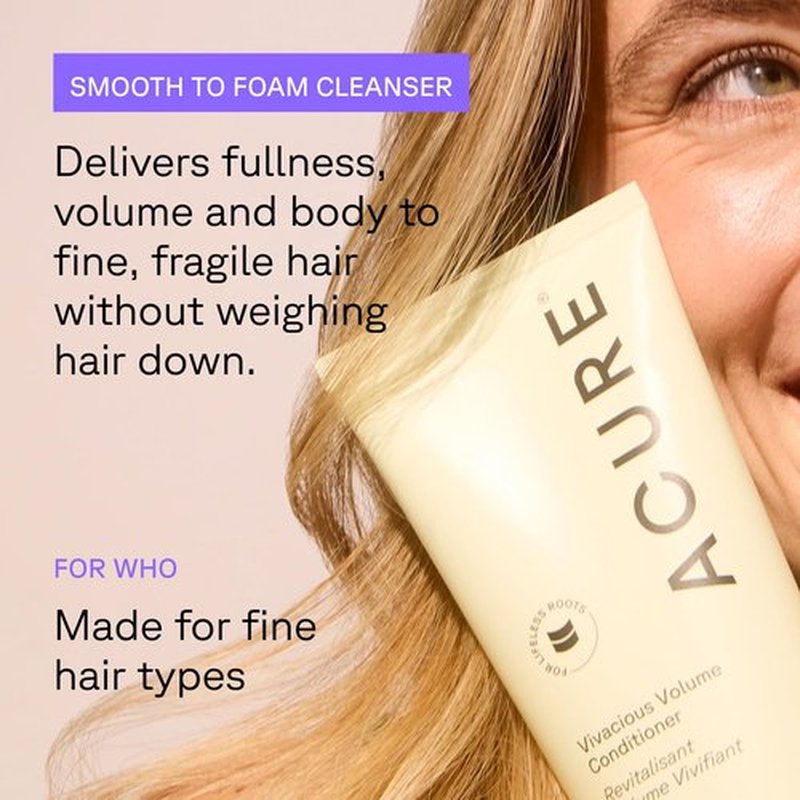 Acure Vivacious Volume Shampoo and Conditioner Set - Thickening & Volumizing Hair Care for Thick, Full Locks, Boost for Thin, Fine Hair, Sulfate Free, Paraben Free, Vegan - 8 fl oz (Pack of 2)