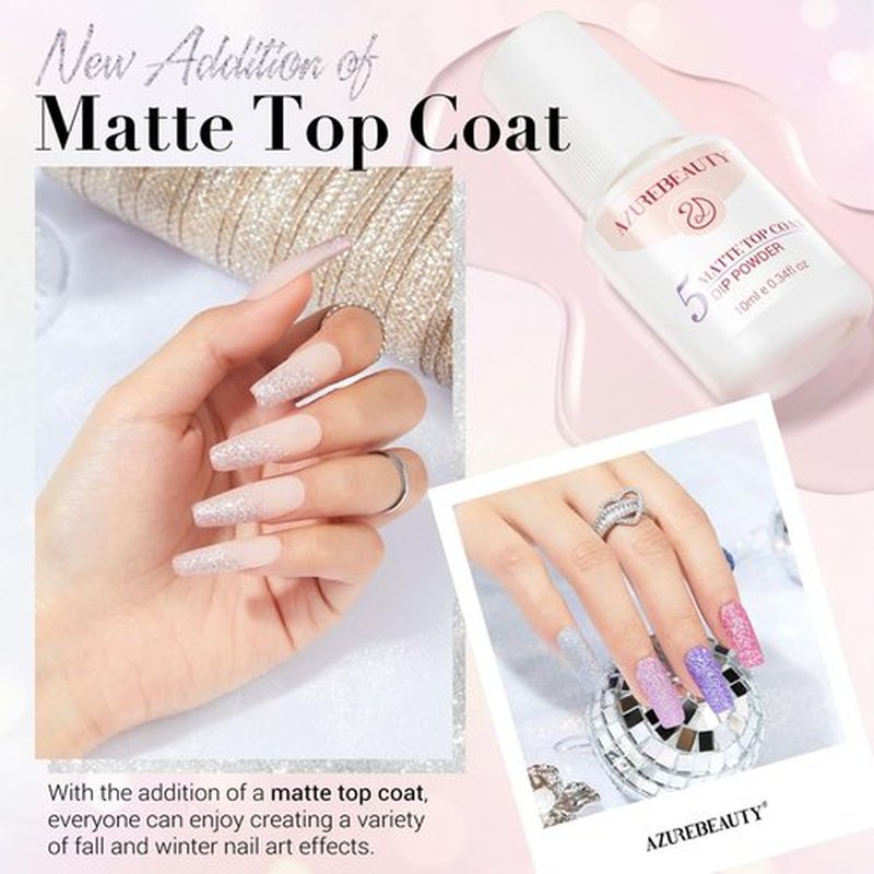 AZUREBEAUTY Dip Nails Powder Starter Kit - 8 All-Season Colors with Glossy/Matte Top Coat & Nail Sticks