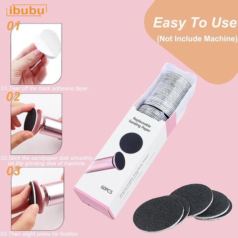 ibubu 120 Pieces Replacement Sandpaper Pad Disks Discs for Professional Electric Foot File Callus Remover Machine Foot Hard Dead Skin Removal (Super Smooth 180 Grit)