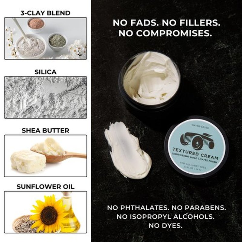 Brightside Textured Cream | Lightweight Hold Matte Finish | Water Based Clay Blend | for All Hair Types | Styling Product