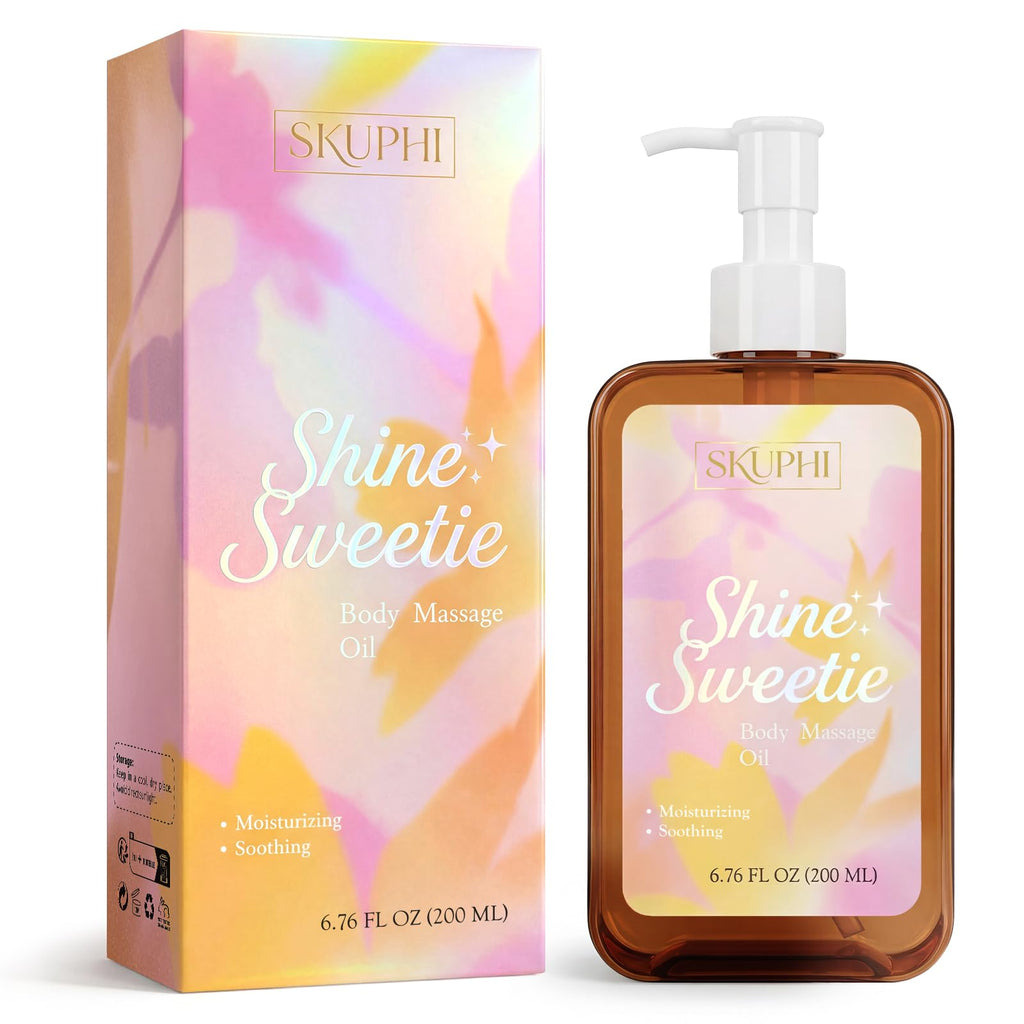 SKUPHI Body Oil for Massage, Lightweight Non Greasy Massage Oil for Relaxation & After Shower, Smooth Glide 6.76 Fl Oz (Floral)