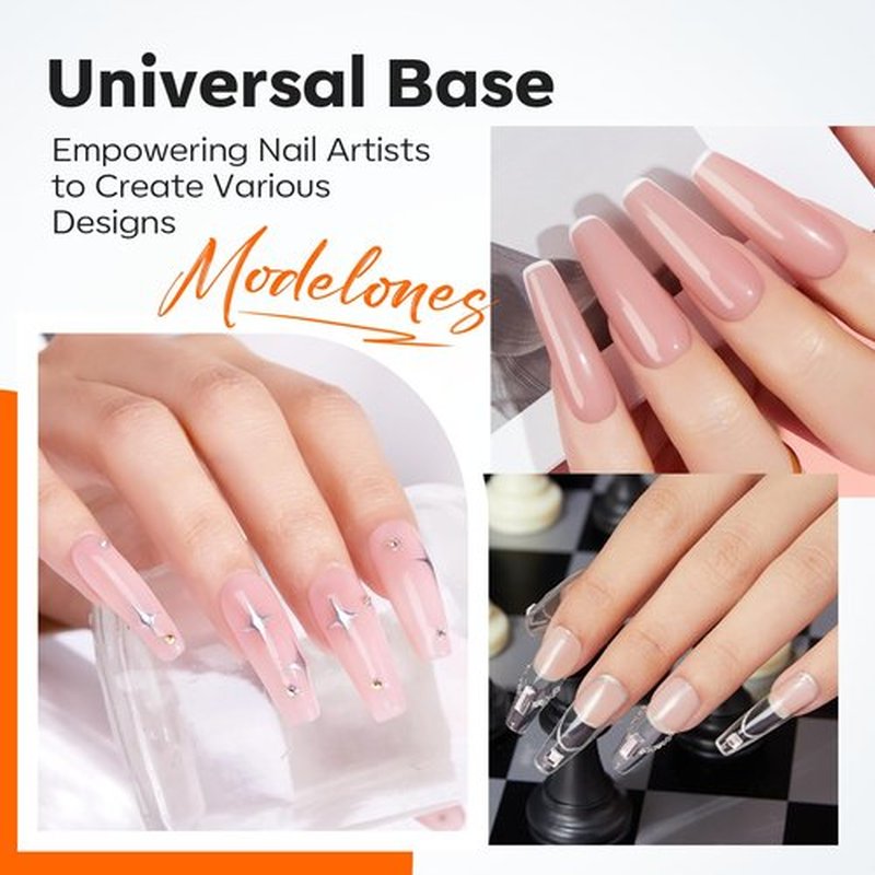modelones Builder Nail Gel 3 Colors, Clear Nude Pink Builder Hard Gel Nail Kit with Dual End Brush, Acrylic Clamps, 100PCS Paper Forms for Building Sculpting LED Cured Extension Apex