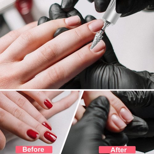 HungGato Tapered Nail Drill Bits, 3/32" Safety Drill Bit, Professional Carbide Tungsten Bit for Cuticle Dead Skin Fast Remover, Under Nail Gel Polishing for Salon & Home (Extra Coarse)