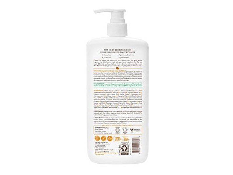 BABO Botanicals Daily Hydrating Baby Lotion - Fragrance-Free Shea Butter & Jojoba Oil - EWG Verified for Sensitive Skin