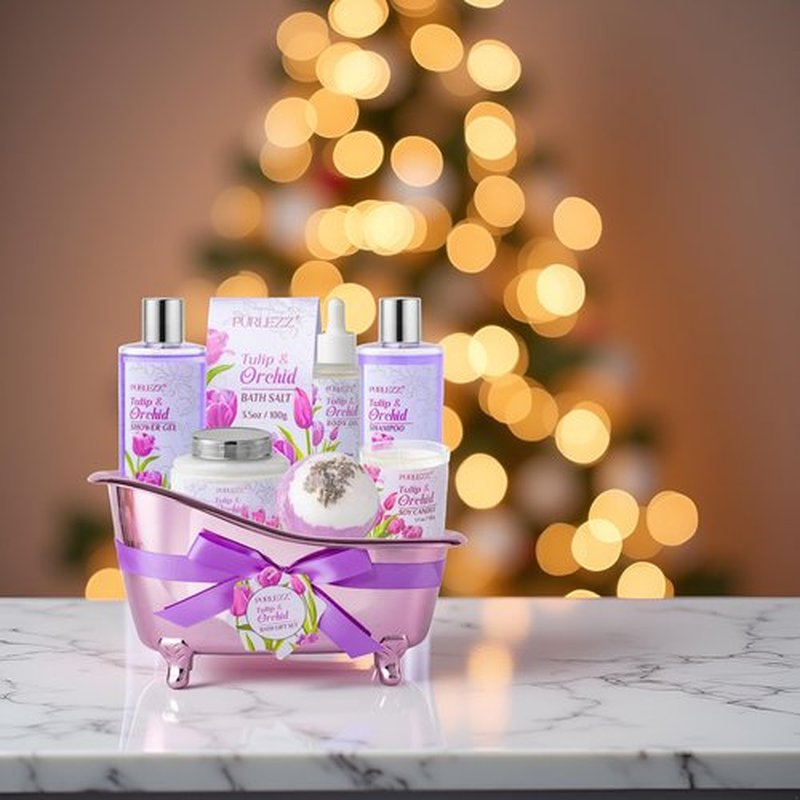 Mother's Day Gift for Mom, Tulip gifts Bath and Body Gift Basket, Bath Gift Set Self Care Spa Kit, Self-Care Set, Birthday Gifts for Her, Wife, Friends, Christmas, Mother Day, Anniversary