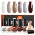 modelones Nail Polish, 6 Colors White Quick Dry Mini Starter Kit, Long Lasting Art DIY Manicure Set at Home for Women Girls