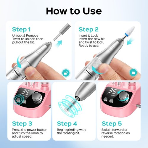 COSLUS Professional Electric Nail Drill: Upgraded Steady Power with LED Display for Acrylics, Gel, Natural Nails - Easy to Use for Women, Nail Art Practice, Desktop Nail File at Home DIY or Salon