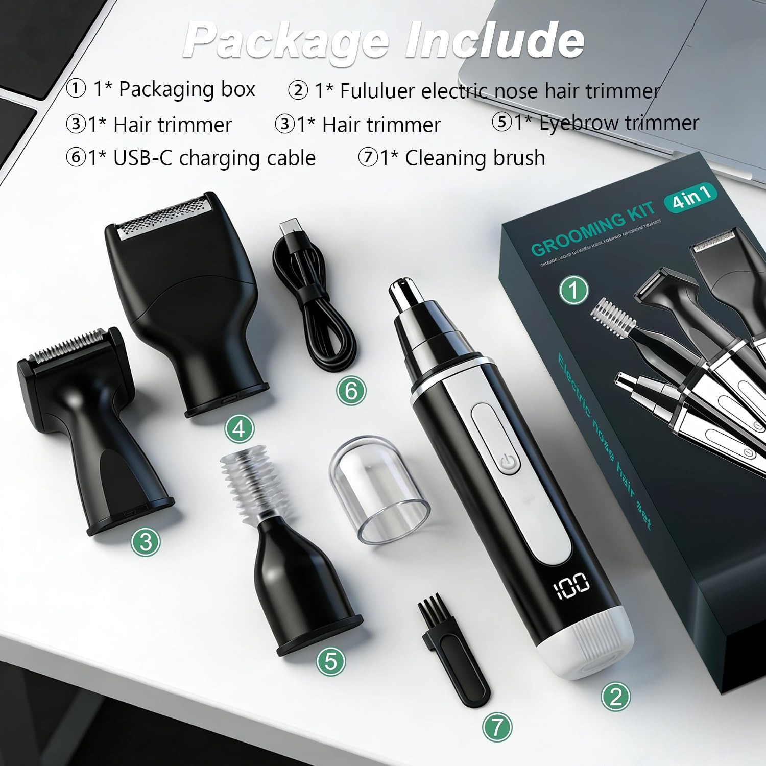 Joy RuDa Ear and Nose Hair Trimmer for Mens, New Rechargeable Hair Trimmer 4 in 1 Ear, Nose, Eyebrow & Beard Trimmer,LED Indicator & Waterproof