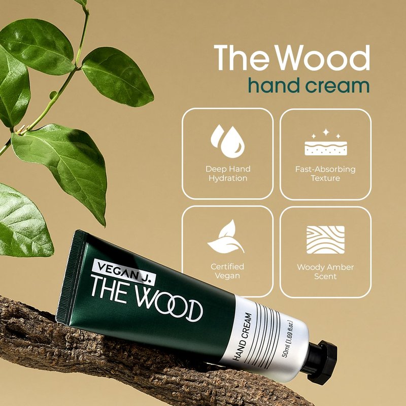 Wood Hand Cream - Deep Hydration with Shea Butter | Fast-Absorbing, Vegan & Cruelty-Free (1.69 fl. oz.)