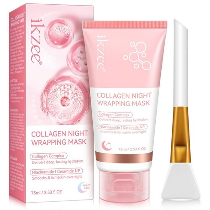 IKZEE Collagen Night Wrapping Mask, Collagen Overnight Peel Off Facial Mask, Hydrolyzed Collagen Face Mask