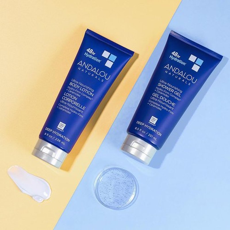 Andalou Naturals Body Wash, Deep Hydration Shower Gel, Ultra-Nourishing Skin Care for Dry Skin with Hyaluronic Acid & Ceramides, Gentle Exfoliating Body Wash for Softer, Glowing Skin, 8.5 fl oz