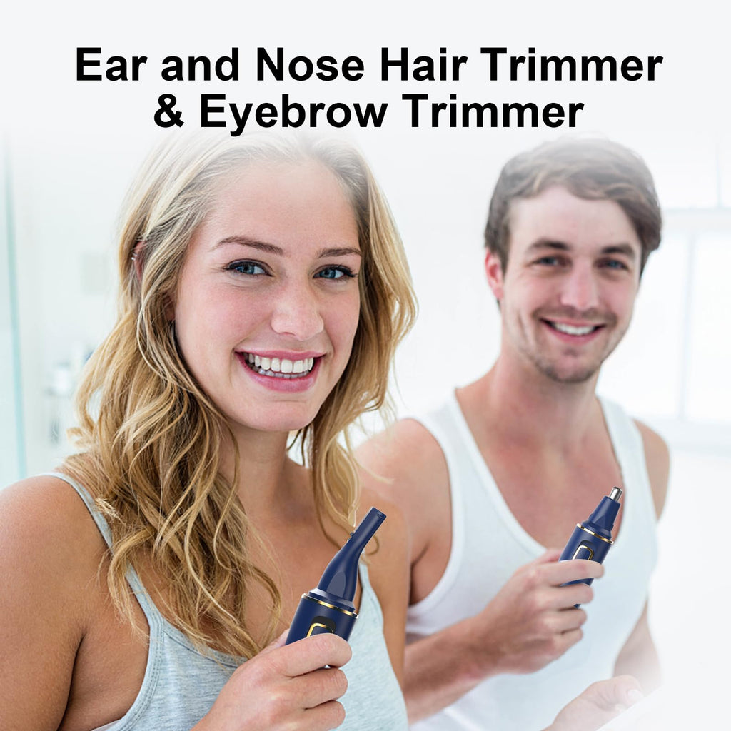 XOOMRSCP Nose Hair Trimmers for Men，Rechargeable Hair Trimmer 2 in 1 Painless Multifunctional Ear and Nose Hair Trimmer with IPX7 Waterproof Dual Edge Blades (Blue)