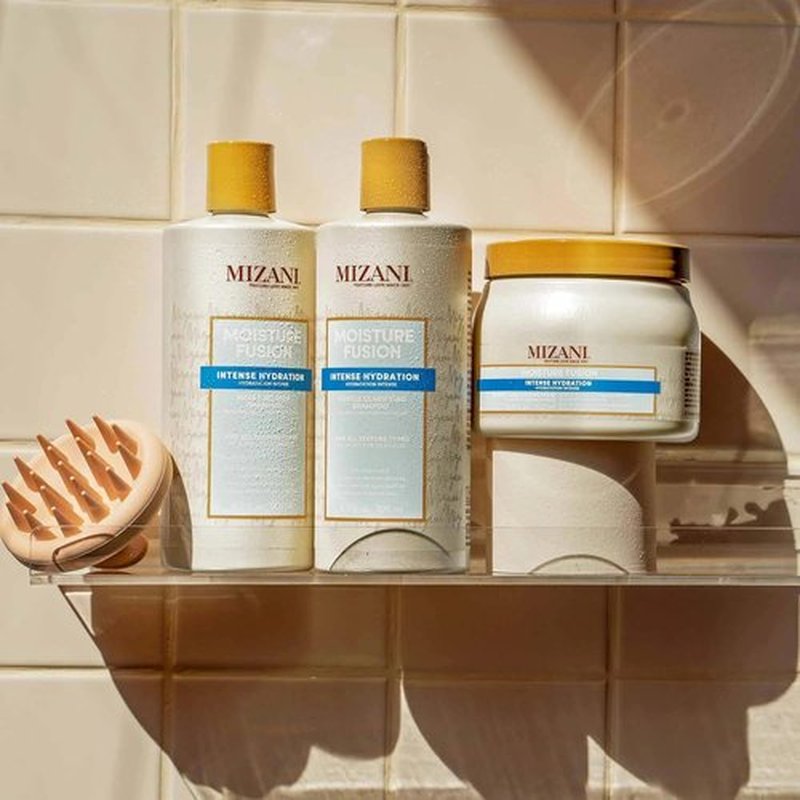 Mizani Moisture Fusion Gentle Clarifying Shampoo - Deep Cleanse & Remove Buildup, Charcoal Infused for Curly Hair