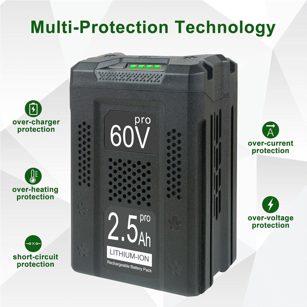 DTK 2500mAh Replacement for Greenworks 60V Battery LB60A00 LB60A01 LB60A02 LB60A03 2 Packs