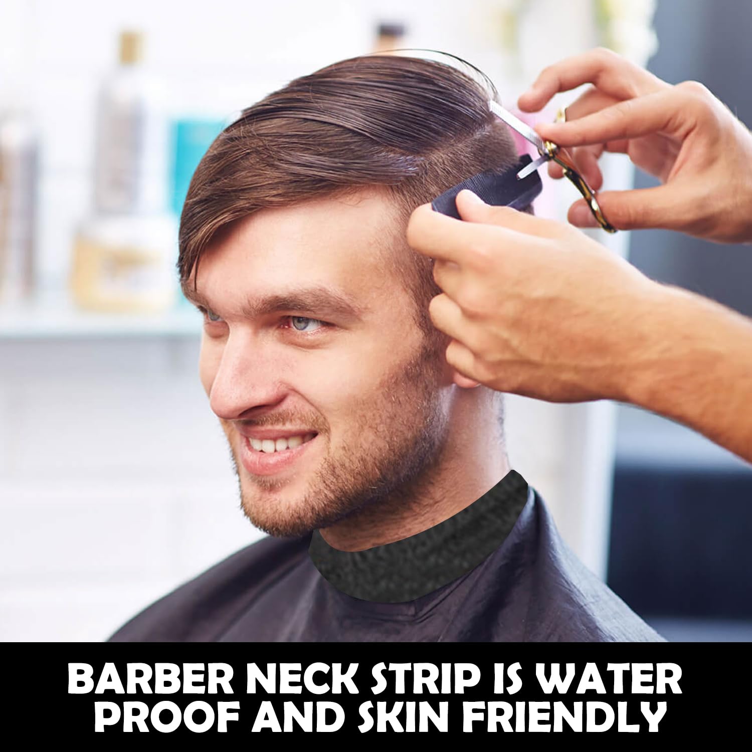 King Midas EmpireNeck Strips - 12 Pack Professional Stretch Paper Bands for Barber Salon Haircutting and Styling - Black