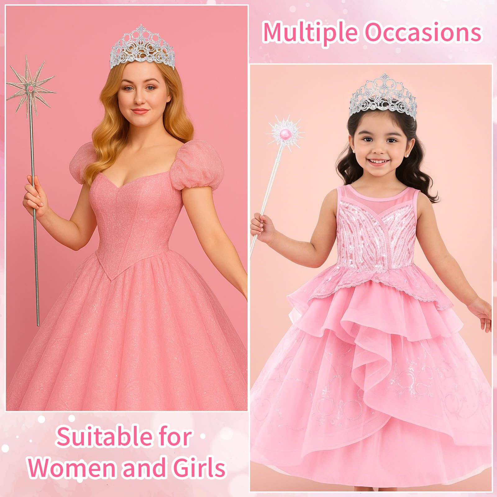 Uintoon Princess Crown Tiaras for Women Girls, Silver Bubble Tiara Crystal Queen Crown Headband, Prom Birthday Party Wedding Halloween Costume Accessories for Women