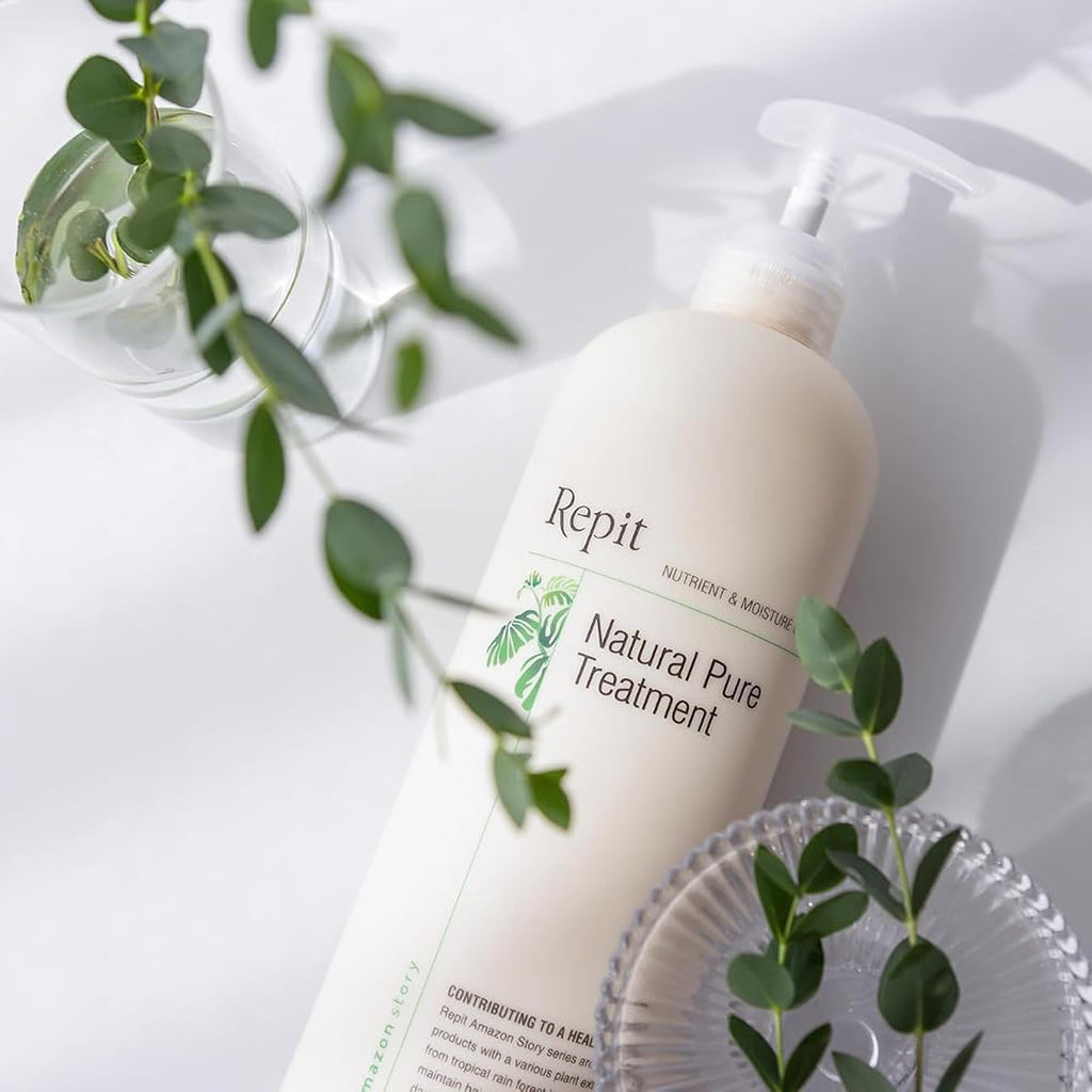 Repit Natural Ion Therapy Pure Shampoo & Treatment 33.81 fl oz | Contains Sacha Inchi, Omega 3,6,9 for All Hair Types, Restore Dry and Damaged Hair - Sulfate, Paraben, Cruelty Free | RepitUSA