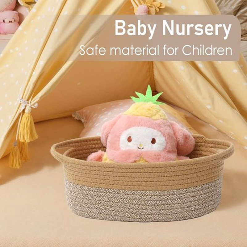 JMvicyroam Woven Basket - Small Rope Storage Bin with Handles | Versatile Organizer for Shelves and Closets, Jute & Brown