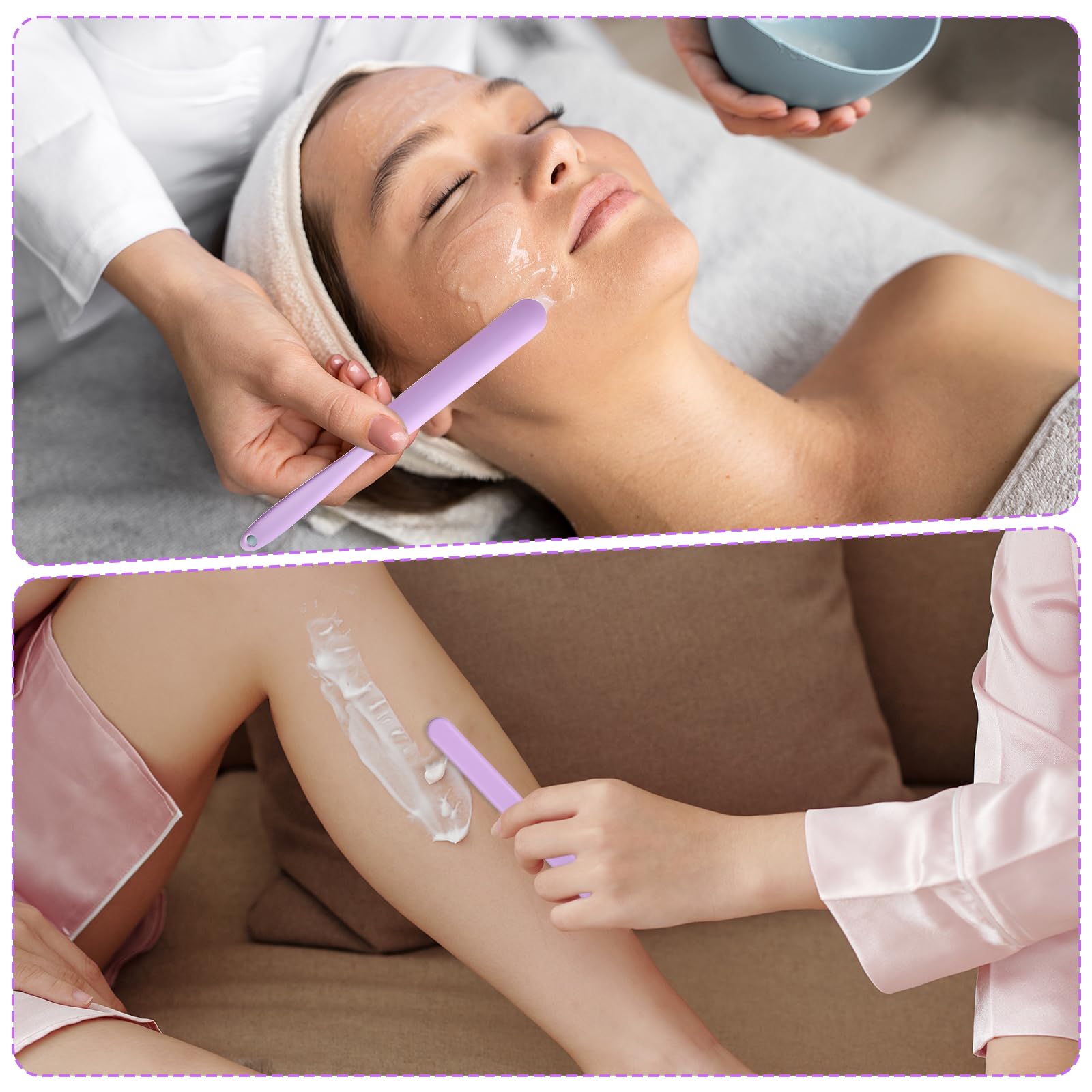 6 Pcs Silicone Wax Applicator Non-stick Wax Spatulas Hair Removal Sticks Applicator, 2 Size Hard Wax Scraper Wax Stick for Hair Home Salon Body Use