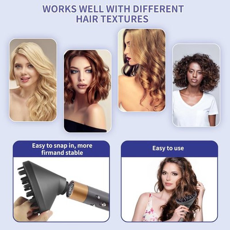 Dyson Hair Diffuser Attachment - Upgraded Large Diffuser for Fast Drying & Volume | Grey