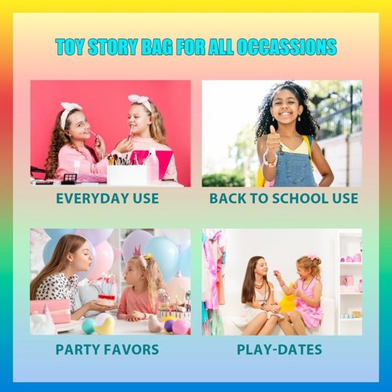 Toy Story Bag Gift Makeup Set Includes 2 Nail Polishes, 1 Lip Gloss, 1 Lip Balm with Keychain, 2 Hair Pins,1 Bag, Perfect for Kids Girls Birthday Gift by Townley Girl