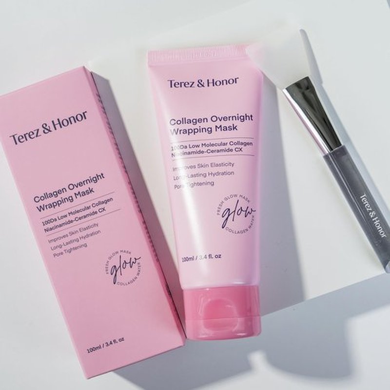 TEREZ & HONOR Collagen Night Wrapping Peel Off Mask: Korean Face Mask for Elasticity, Hydrating & Glow - 100Dalton Smallest Molecular Collagen for Glass Skin - Dermatologist Tested 3.4 FL OZ