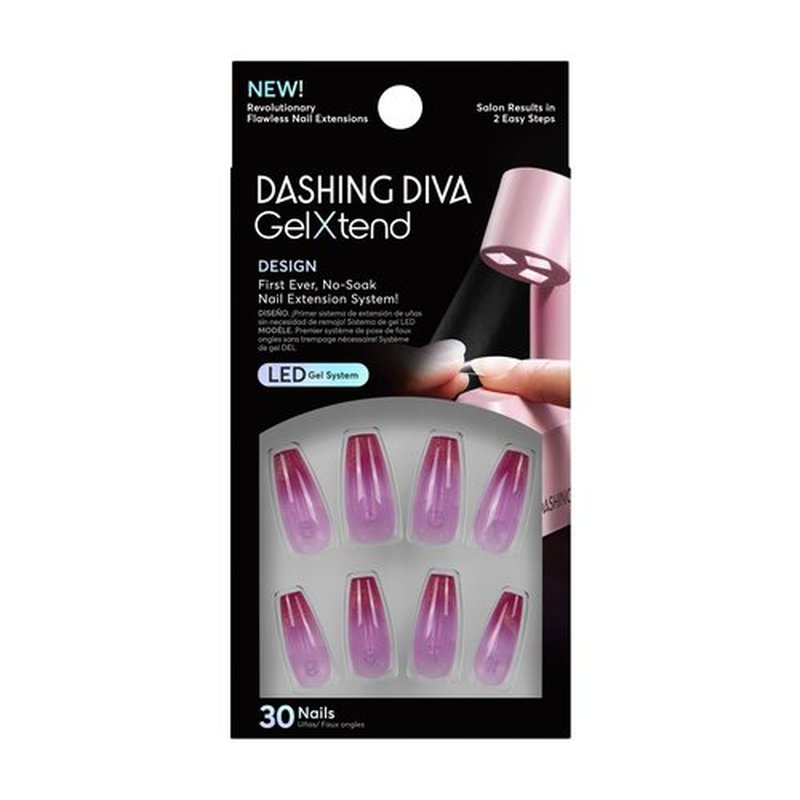 Dashing Diva GelXtend Nail Set - Rouge Shimmer - Pink Ombre Nails - Lasts Up to 14 Days - Gel Nails - No-Soak, Easy Removal