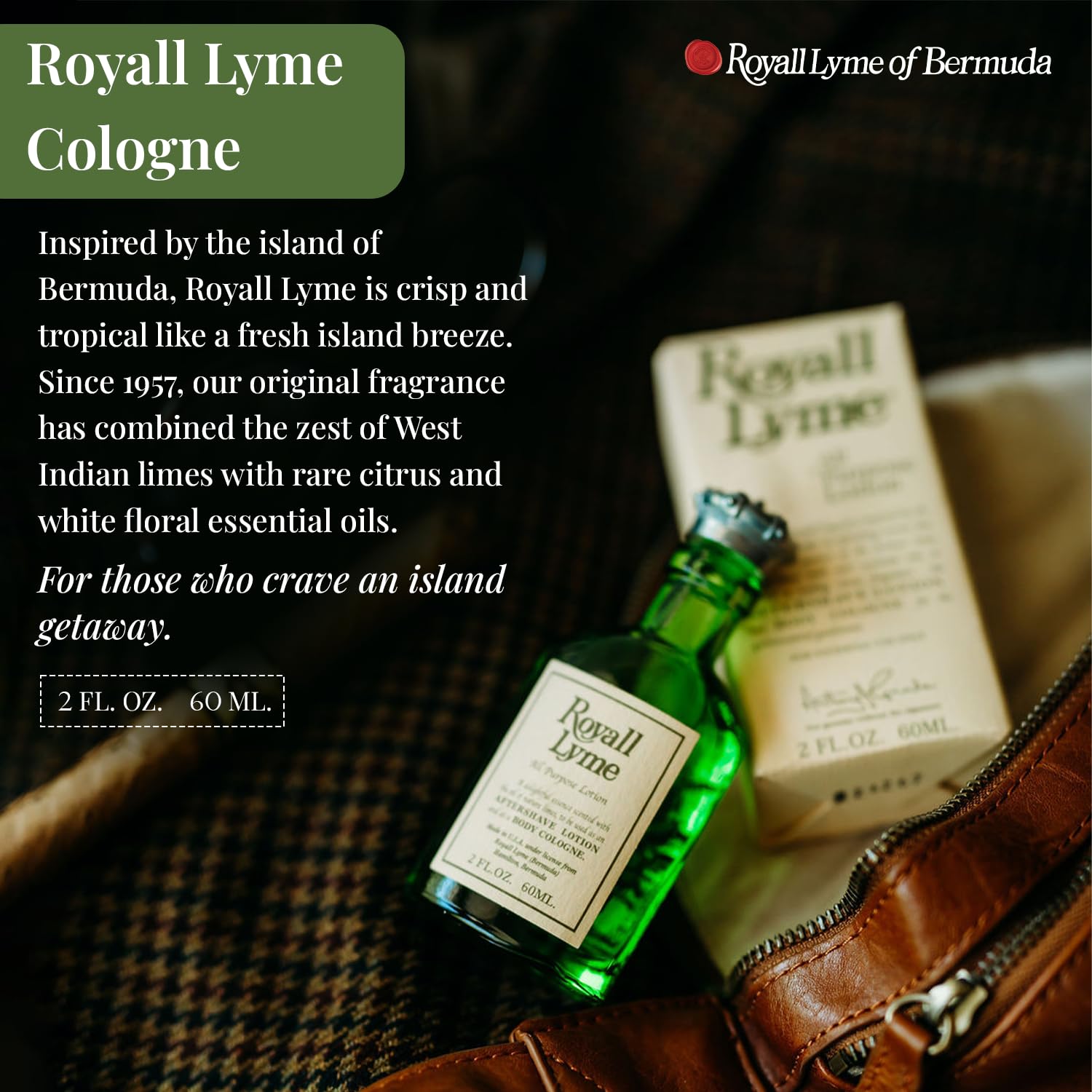 ROYALL LYME, Men's Heritage Cologne, Inspired by Bermuda – 2 Fl oz Splash