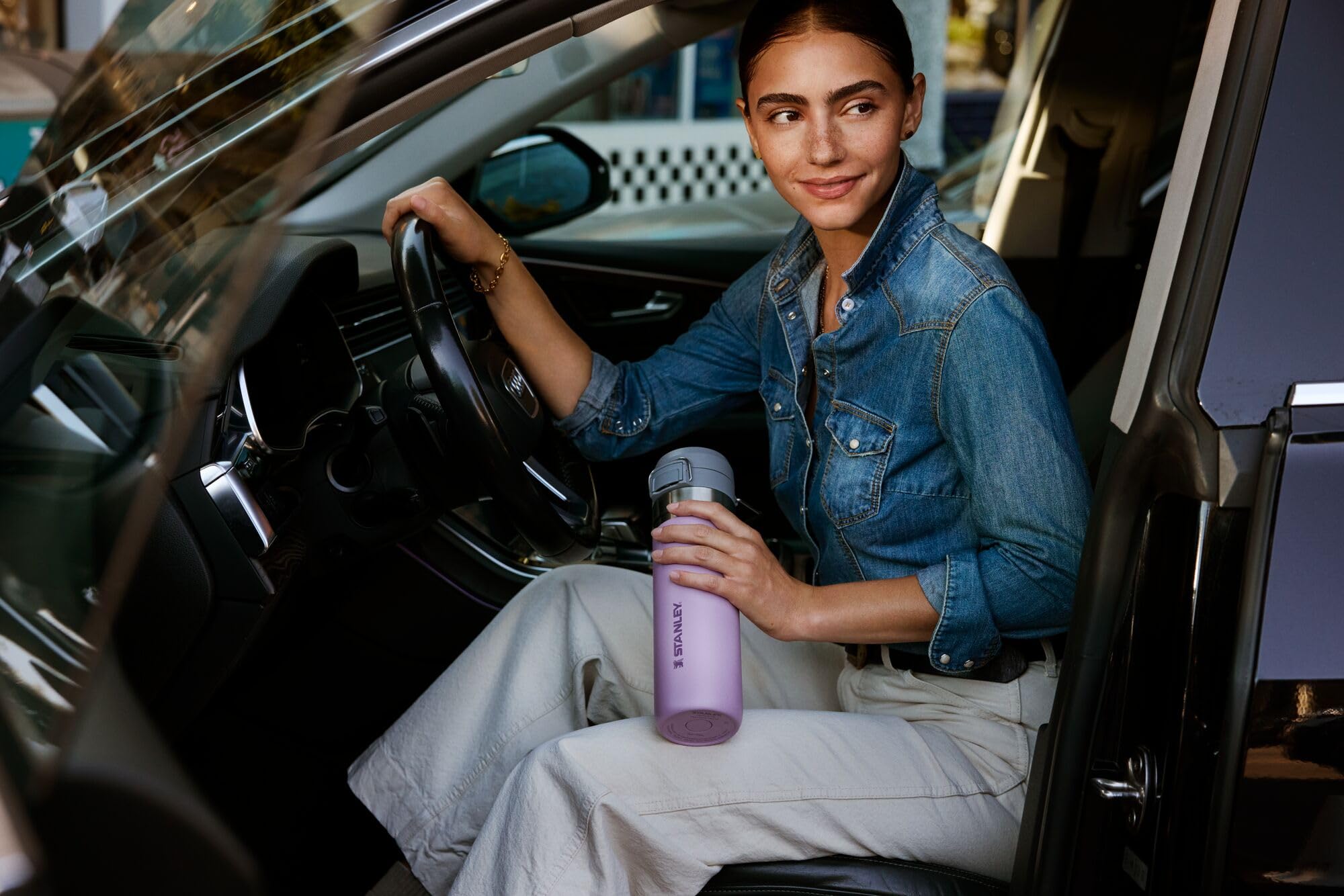 Stanley Quick Flip GO Water Bottle 36 oz | Push Button Lid | Leakproof and Packable for Travel and Sports | Insulated Stainless Steel | BPA-Free | Lilac