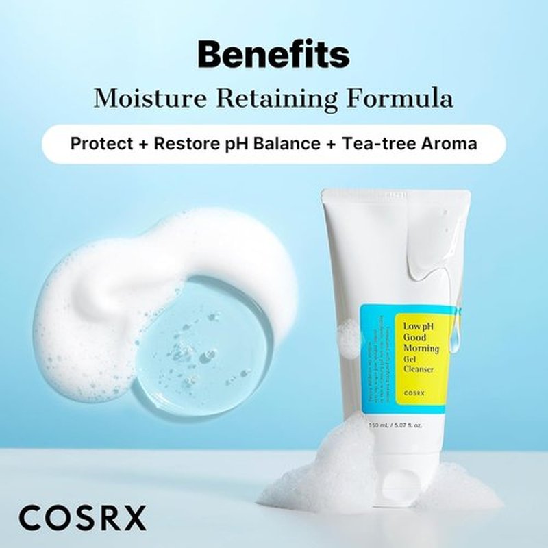COSRX Low pH Good Morning Gel Face Cleanser - BHA Daily Wash for Sensitive Skin | 5.07 fl oz
