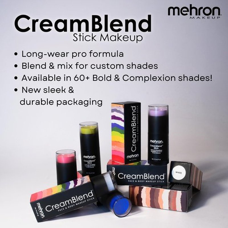 Mehron Makeup CreamBlend Stick | Face Paint, Body Paint, & Foundation Cream Makeup | Perfect for Halloween .75 oz (21 g) (Pastel Blue)
