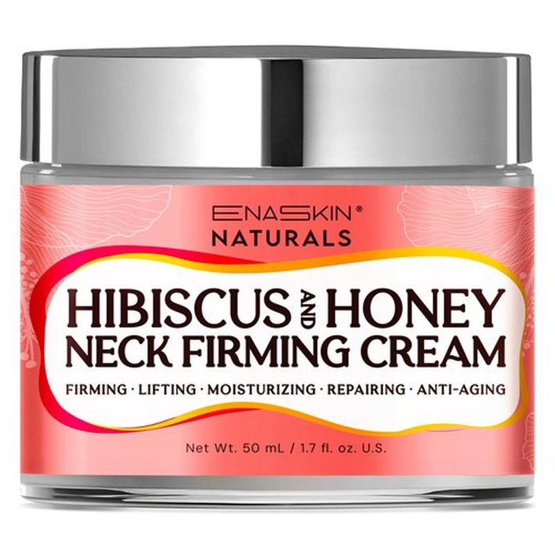 Enaskin Naturals Neck Firming & Tightening Cream with Hibiscus and Honey: Anti-Aging Moisturizer for Fine Lines, Wrinkles & Deep Hydration – Neck, Face & Chest Cream - 1.7 Fl Oz