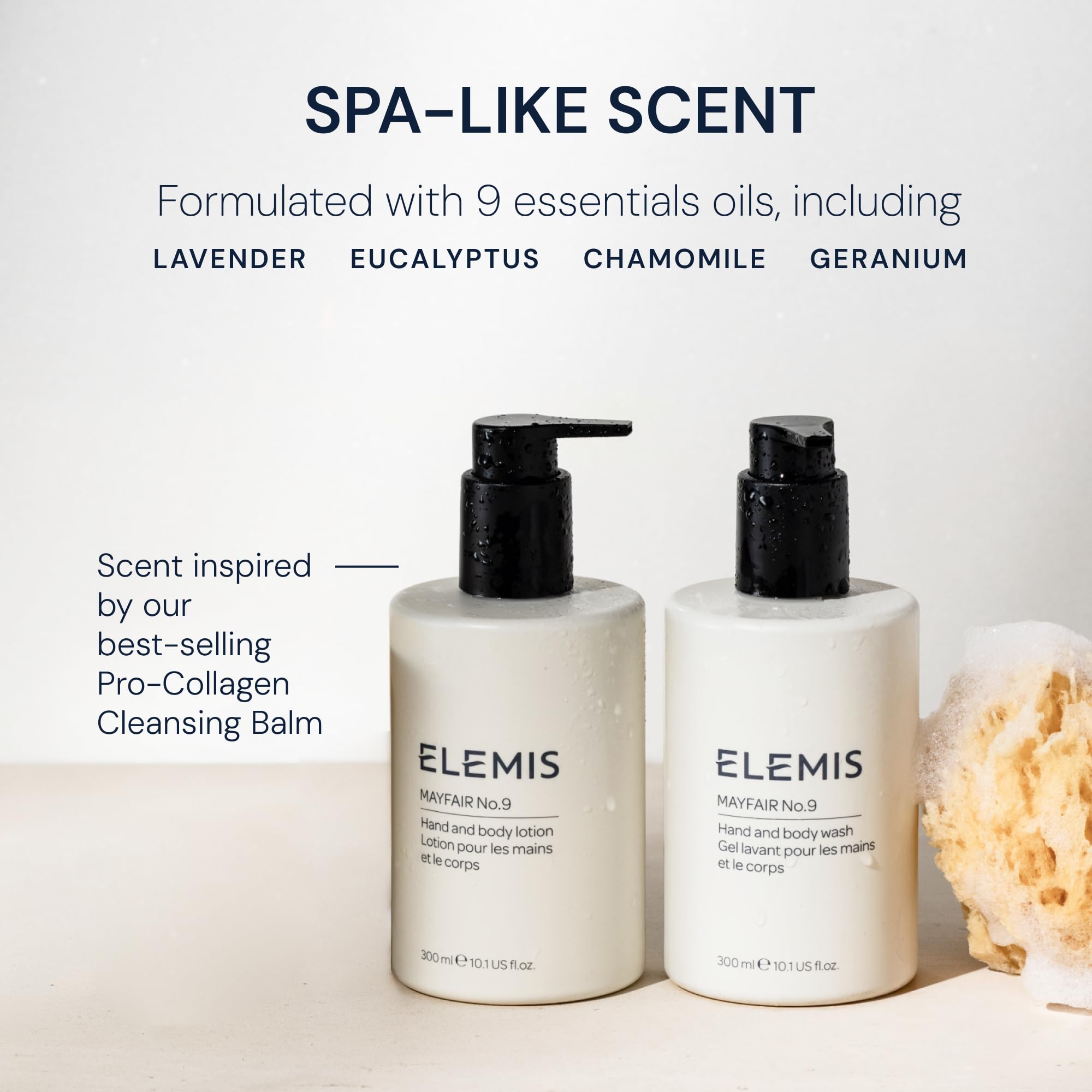 ELEMIS Mayfair No.9 Hand & Body Wash, Cleanses, Hydrates, and Refreshes, 95% Biodegradable, PEG- and SLS-Free, Refillable + Recyclable Bottle, 300ml