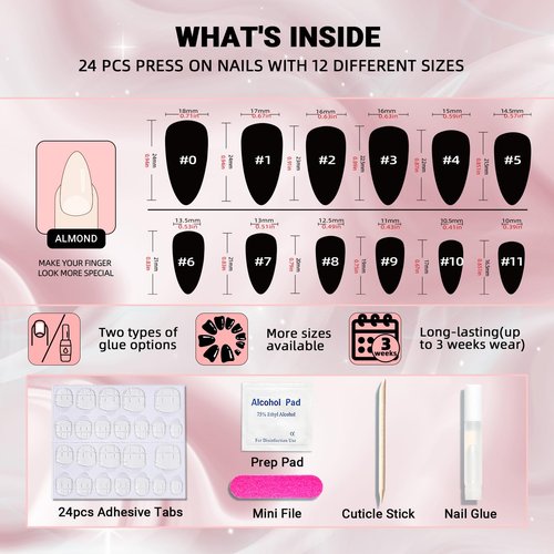 Press On Nails Medium Almond, WOOYAS Yellow Orange Fake Nails Solid Color False Nails, Matte Artificial Yellow Nails Kit with Nail Glue, Reusable Stick On Nails for Women Girls 24Pcs
