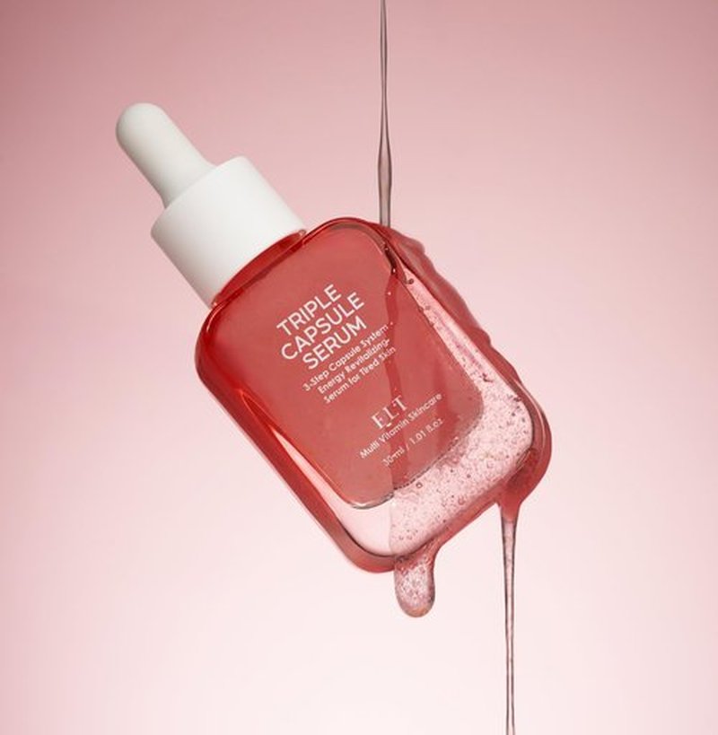 ELT Triple Capsule Face Serum - Korean Hydrating & Moisturizing Serum with Rose PDRN, Ceramide, Vitamin C, Taurine - K-Beauty Skincare (30ml/1.01 fl.oz)