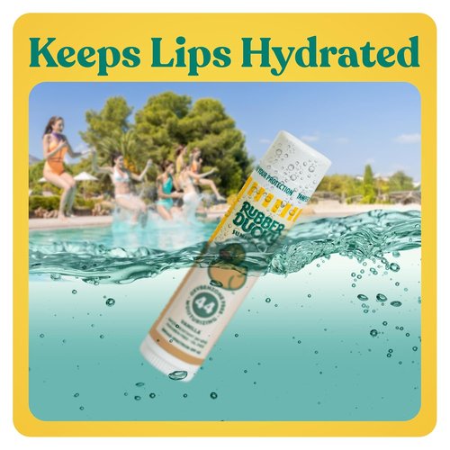 Rubber Ducky Lip Balm - SPF 44 Water Resistant Vegan Formula with Vitamin E | Untinted Vanilla Flavor
