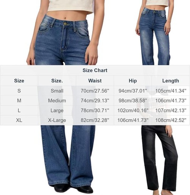 Skiennix Wide Leg Jeans - High Waisted Vintage Denim Pants for Women | Casual Summer Style