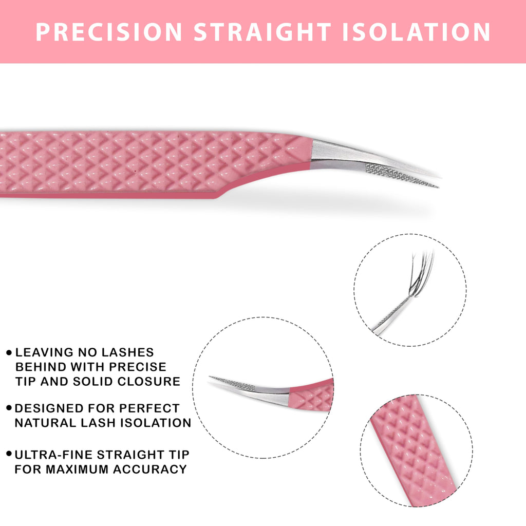 Zahwaj Fiber Tip Lash Tweezers for Eyelash Extensions with Diamond Grip, Set of 4 Precise Tips Japanese Steel for Classic, Volume & Mega Volume Lashes, Ideal for Lash Artists