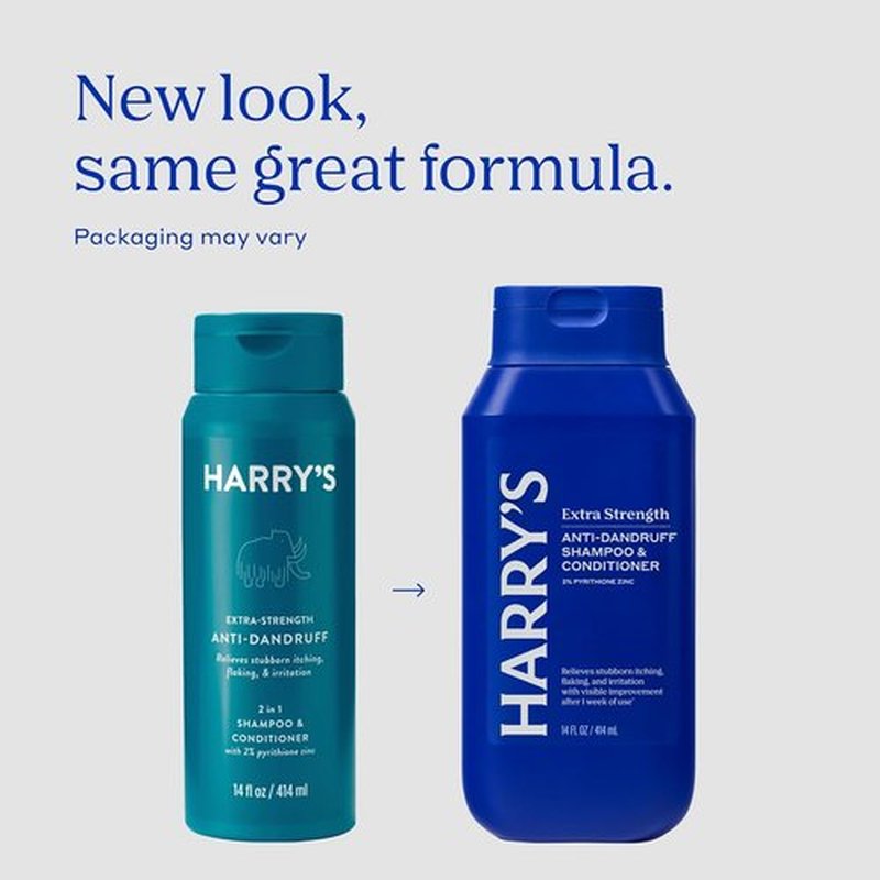 Harry's Extra-Strength Anti-Dandruff 2-in-1 Shampoo & Conditioner - 3 Pack, 14 fl oz with 2% Pyrithione Zinc