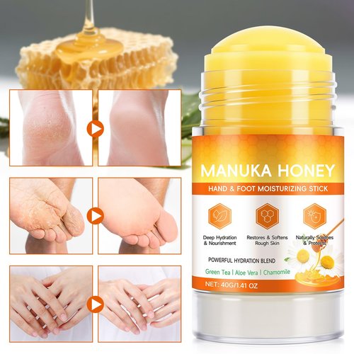 chenyayun Manuka Honey Cracked Heel Treatment Balm Stick, Dry & Cracked Foot Repair for Intensively & Deeply Moisturizing & Hydrating, Soothing, with Shea Butter, Chamomile|1.41 Oz/40 G