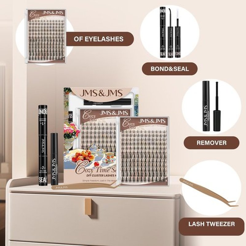 JMS&JMS Fairy Lash Clusters Kit Natural Cluster Lashes Invisible Band Manga Lashes with Lash Bond and Seal Eyelash Applictor Lash Remover Lash Extension Kit for Beginner (Fairy-8-18mix)