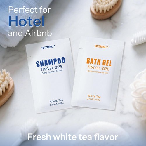 Skiennix Travel Size Toiletries Set - 3-in-1 Shampoo, Body Wash & Conditioner | 0.35oz Each, White Tea Scent - Perfect for Hotels & Vacation Rentals