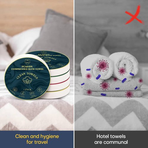 FCaeon Disposable Bath Towels 5 Pack Compressed Towel 55 x 27.5 Inch Quick Dry Disposable Body Towel Travel Towel Reusable Hotel Camping Beach Swimming Gym