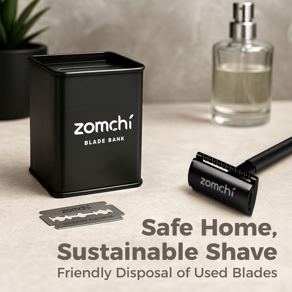 ZOMCHI Razor Blade Bank for Used Double Edge Safety Razor Blades, Black