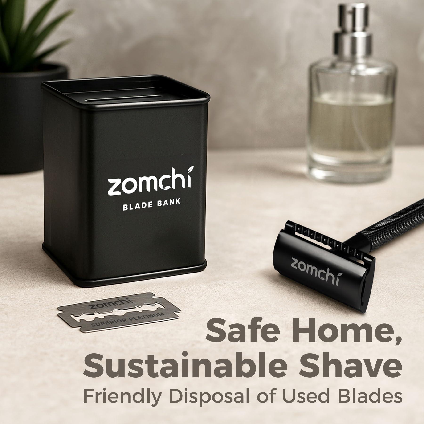 ZOMCHI Razor Blade Bank for Used Double Edge Safety Razor Blades, Black