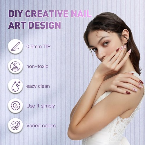 Nail Art Pens,DIY Nail Art Markers 24 Color Drawing Painting Pen,Waterproof and Quick-drying Nail Art Tools for Graffiti Dotting Drawing Painting Point Liner